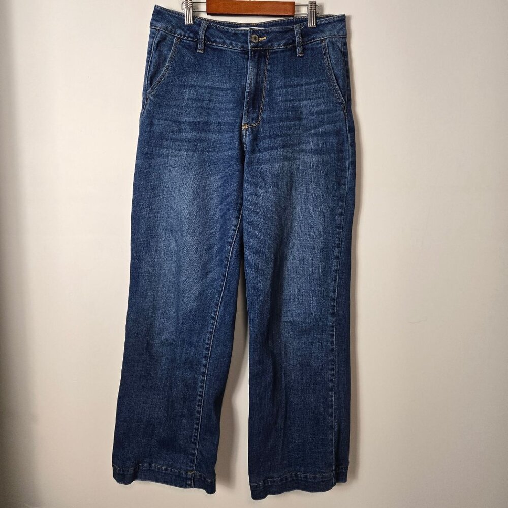 Kancan Size 28 Wide-Leg Trouser High-Rise Jeans Comfort Stretch Medium Wash